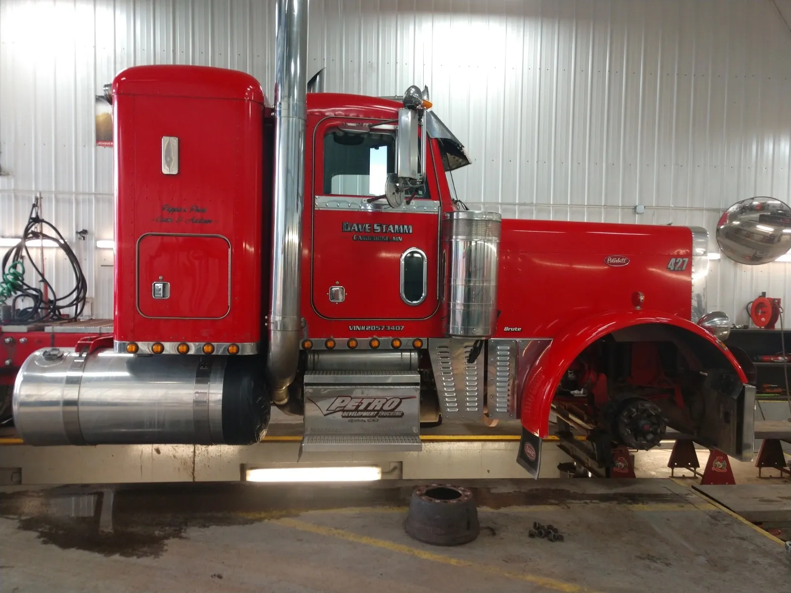 Alignment service on a heavy duty truck